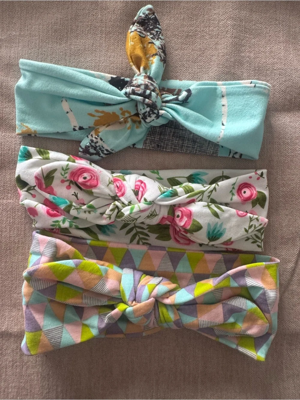 New Toddler Floral & Geometric Knot Headband Set - Turquoise, White, Multicolor